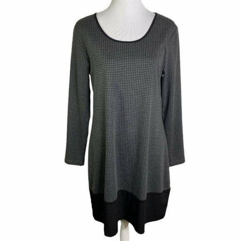 KOKOMARINA Checkered Long Sleeve Knee Length Dress